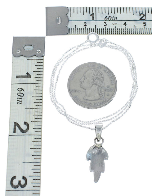 Navajo Sterling Silver Leaf Pendant 16" Box Italian Chain Necklace Set X10682